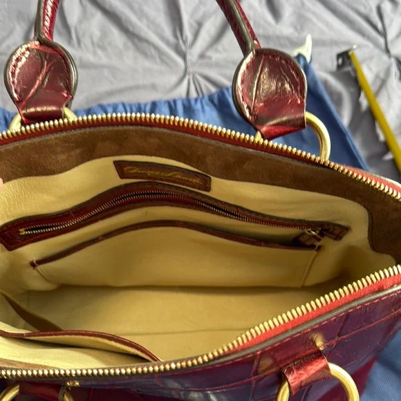 Dooney & Bourke Burgundy Croc-Embossed Satchel - Picture 8 of 13